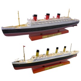 OPO 10 Set of 2 Miniature Replicas of the Famous Titanic + RMS Queen Mary 1/1250 Scale 21 and 25 cm - PA3