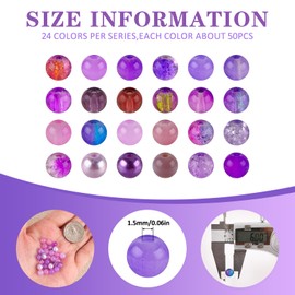 XSEINO About 1200PCS 6mm Glass Beads Bracelet Making Kit,24 Assorted Violet Elegant Series Colorful Crystal Beads for Bracelet and Jewelry Making and DIY Crafts,Friendship Bracelets