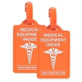 YULEAXIE Medical Equipment Luggage Tags (2-Pack) – TSA Approved Bright Orange & Blue Alert Tags for CPAP Devices, Mobility Equipment & Travel Bags – 4.25" x 2.59" Easy-Identify Medical ID Tags
