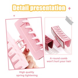 papasgix Western Hair Claw Clips, Leather Hair Claw Clips, Square Claw Clips Large Hair Claw Clip, Hair Accessories for Women Girls Valentine's Day Gifts (Pink)