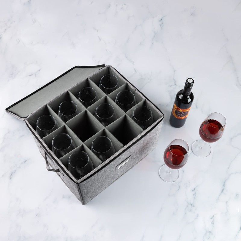 Hard Shell China Storage for Wine Glass - 16" x