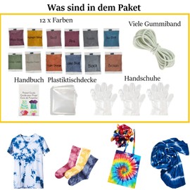 KARLOR Tie Dye Kit - 12 Textile Dyes Set Fabric Colours Dye Waterproof Clothing Dyeing Fabric Paint for Dyeing Textiles Batik Set for Shirts Hoodie Shirts Beginners (All-in-1)