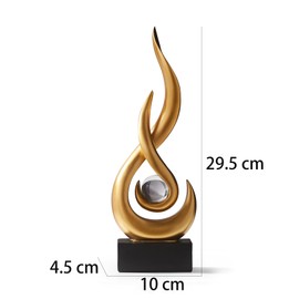 LNXMES Schwarze Flamme Skulpturen Dekor für Wohnzimmer, Moderne Minimalist Statue Home Dekoration für Esszimmer, Abstrakte Kunst Skulptur für Regal TV Stand Couchtisch Deko (Gold-29,5cm)