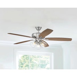 HARBOR BREEZE Eastbrook 52" Brushed Nickel Light OR Dark Walnut Blades - NEW!