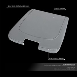 DNA MOTORING Center Console Lid Cover Skin Compatible with 13-18 Ram 1500/2500/3500, Gray, GECS-013