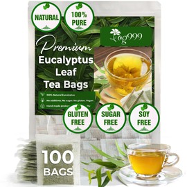 TOG999, Premium 100 Eucalyptus Leaf Tea Bags, 100% Natural & Pure Eucalyptus Leaves. Loose Leaf Eucalyptus Herbal Tea. Eucalyptus Leaf Tea. No Sugar, No Caffeine, No Gluten, Vegan.