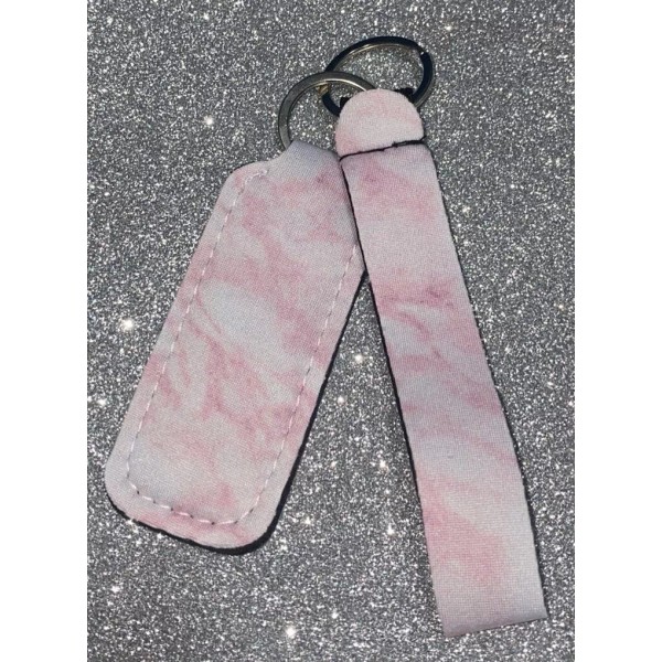 Unbranded Chapstick Holders And Wristlet (Pink Marble)