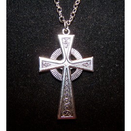 Fashion Jewelry large 2 Sided CELTIC IRISH CROSS JESUS pendant Sterling Silver 925 necklace 22"