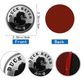 2Pcs Duck Badge Rated Car Emblem, 4 x 4 Metal Automotive Badge 3D Metal Duck Car Badges Round Emblem Decals Car Badge Decals Stickers Compatible for Jeep Wrangler Vehicles Trucks SUV Emblems