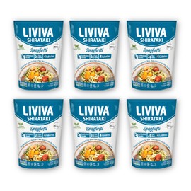 LIVIVA Organic Shirataki Pasta with Oat Fiber - Spaghetti, Low-Calorie Pasta, Non-GMO, Gluten Free Pasta, Keto-Certified - Pack of 6