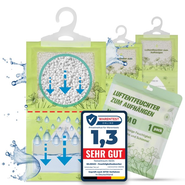 NILREMO Dehumidifier Wardrobe Set of 4 Each 200 g for
