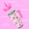 Strawberry Tumbler 20oz with Handle and Silicone Straw Lid for