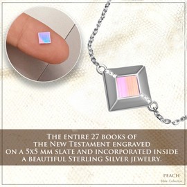 Nano Bible Bracelet for Women – Sterling Silver with Entire Holy KJV New Testament Engraving, Religious Christian Jewelry Gift with Zircon Stones for Her – Unique Christmas Gift for Wife or Girlfriend