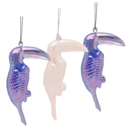 Christmas Concepts® Pack of 3-10cm (4") Iridescent Toucan Hanging Ornaments - Tropical Bird Christmas Tree Baubles
