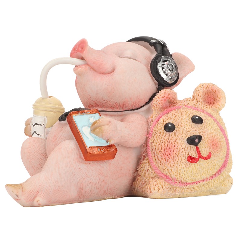 Pig Statue Mini Funny Casual Musical Resin Pig Art Figurine