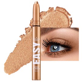 Melsintern Gold Eyeshadow Stick Makeup, Matte Cream Eye Shadow Pencil, High Pigmented Crease-proof Eye Shadow Brightener Stick, Hypoallergenic Waterproof Long Lasting Eye Highlighter Crayon Eyeline