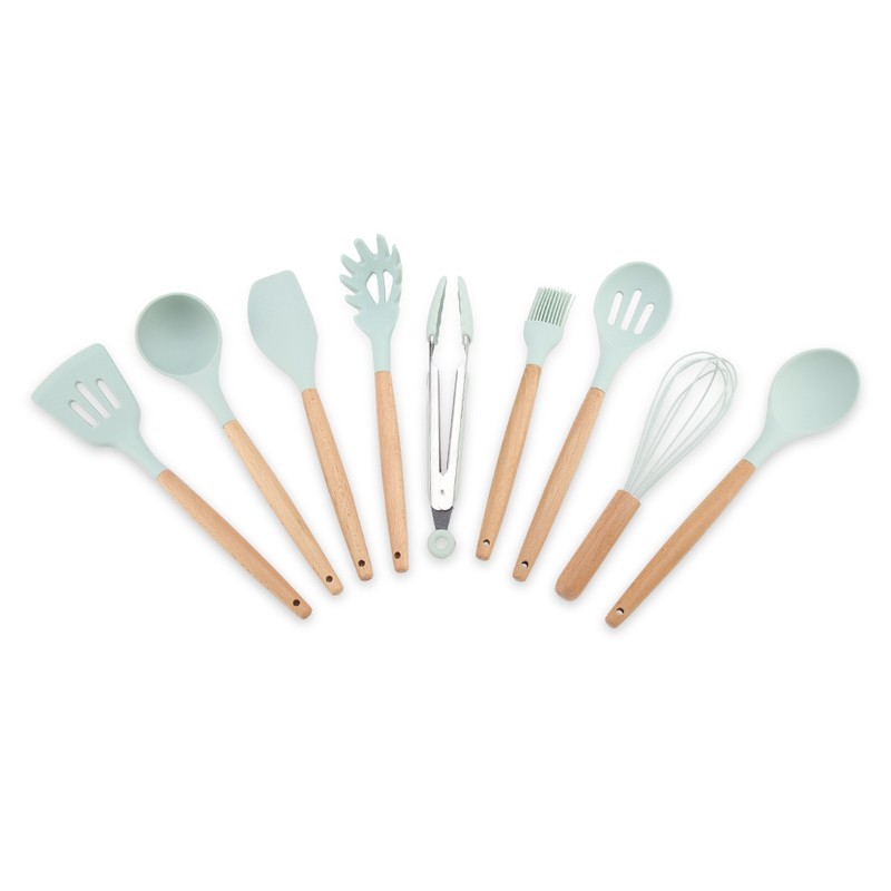 9PCS/Set Silicone Cooking Utensils Kitchenware Blue Kitchen Tool (Storage Bucket