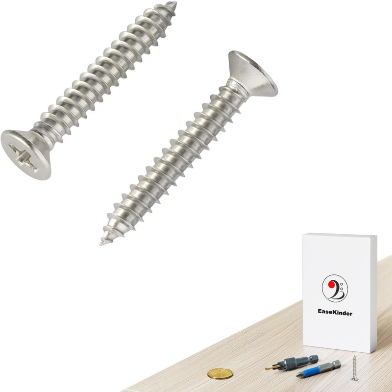 Wood Screws - 120PCS Flat Head Phillips Screws, 304 Stainless