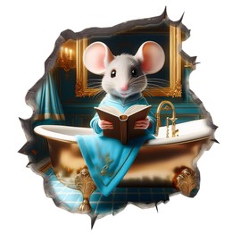 Mouse Reading Book Wall Murals Peel and Stick for Kids Room, Classroom Wall Decor - 3D Effect Wall Mural, Ideal Wall Stickers & Murals, Decorative Decal for Educational Spaces Design 2