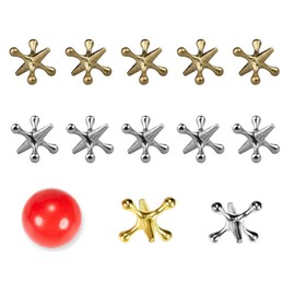 Jacks Game Christmas Toy Set, Jacks and Ball Game, Classic Game with 10 Metal Jacks, Ideal for, Improves Dexterity and Attention, Vintage Toys