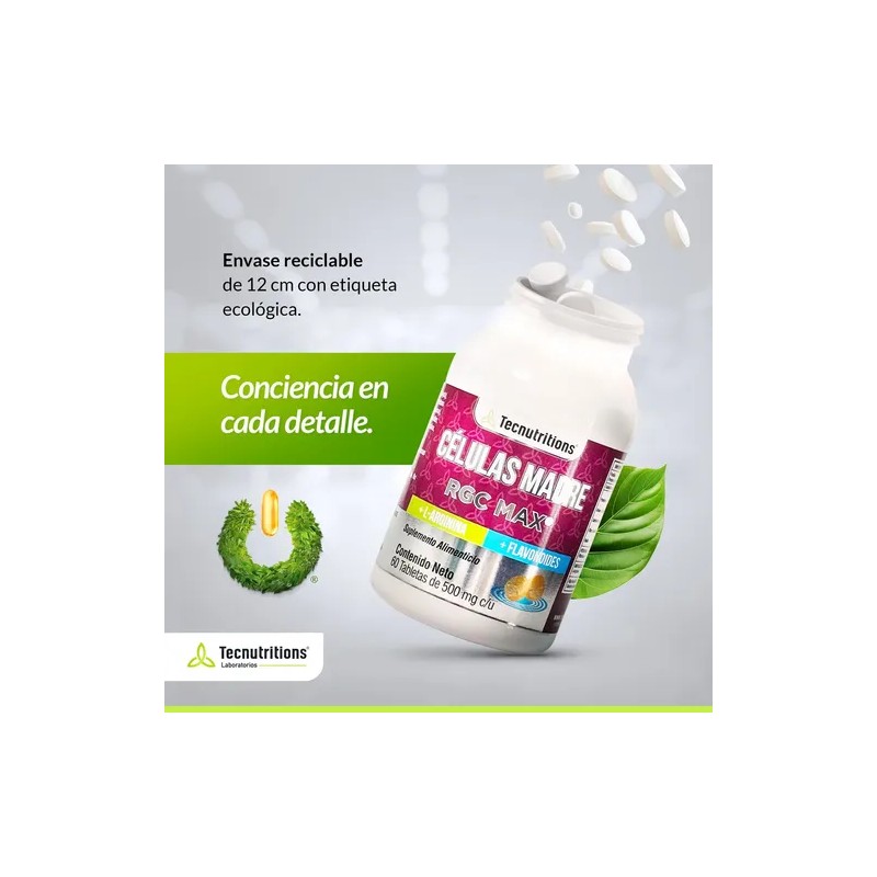 Suplemento Células Madre, Rgc Max, Tecnu® Con L-arginina Sabor Sin