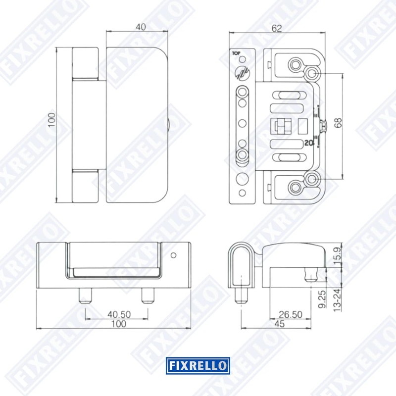 Fixrello evo v2 UPVC Double Glazing Door Flag Hinge Adjustable