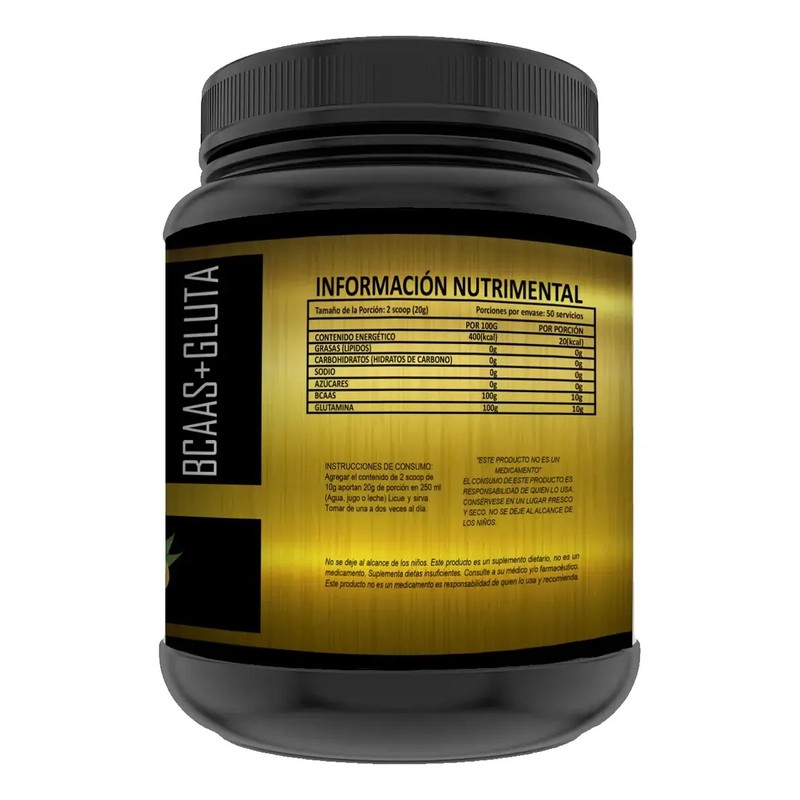Aminoácidos Bcaas Glutamina Golds Protein 1kg Polvo 50serv