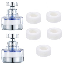 2 Packs Sink Water Filter Faucet with 5 Filter Elements, Bathroom Faucet Filter, 360° Rotating Faucet Filters Purifier Kitchen Tap Filtration Remove Chlorine Fluoride Heavy Metals Hard Water