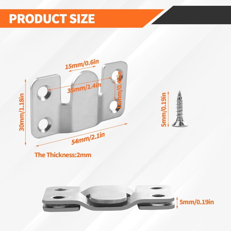 4 Pairs Stainless Steel Flush Mount Bracket, Interlocking Heavy Duty