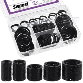 Swpeet - 60 llaveros de metal multiusos, color negro, varios usos, anillos divididos, anillos planos para llaves de coche, accesorios llaves, colgantes, 20 mm, 25 mm, 30 mm, 35 mm, 38 mm