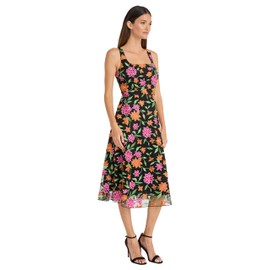 Maggy London Women's Scoop Neck A-LINE Dress, Pink/Black Multi