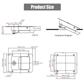 Flush Mount Paddle Door Latch 141mm/5.6inch - 304 Stainless Steel Weatherproof Lock with 2 Keys for RV Camper Trailer Truck Toolbox