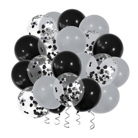 Black White Confetti Balloons, 40pcs 12 Inch Black White Party Balloons,Natural Latex Balloons for Men Women Girls Jungle Birthday, Wedding, Bridal Shower, Graduation, Casino Theme Party Decorations