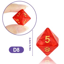 40-Piece Polyhedral Dice Set, 8-Sided Polyhedral Dice with Black Drawstring Bag, D8 Colourful Polyhedral Game Cube for DND MPG MTG Dungeons and Dragons (D8)