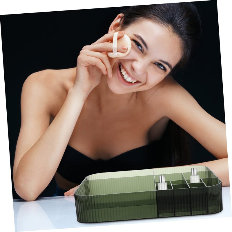 Healeved Dressing Table Makeup Organizer Cosmetics Storage Box Lipstick Compartments