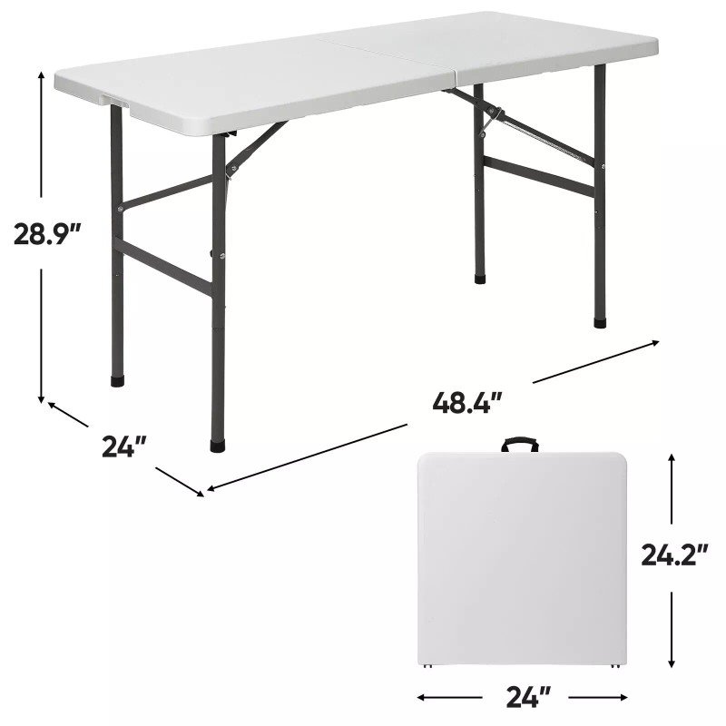 Segawe 4PCS 4ft Portable Rectangular Plastic Folding Table W/Handle for