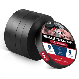 RED WOLF 1/2"-66Ft 5 Pack Vinyl Electrical Tape, UL CSA Listed PVC Electric Tape 7 Mil Thick Flame Retardant Strong Rubber Based Adhesive Tape Rated 600V for Electrical Automotive Application