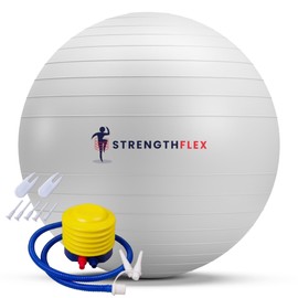 StrengthFlex Premium Pilates Ball Set with Pump, Anti-Slip, Anti-Burst for Yoga, Pilates, and Strength Training (Gray)