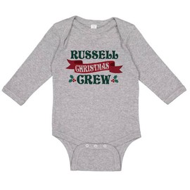 TATY Kids Russell Christmas Crew Long Sleeve Baby Infant One Piece Bodysuit 12 Months Heather Grey