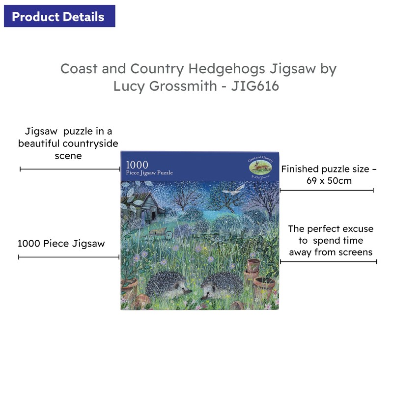 Coast and Country Hedgehogs by Lucy Grossmith 1000 Piece Jigsaw