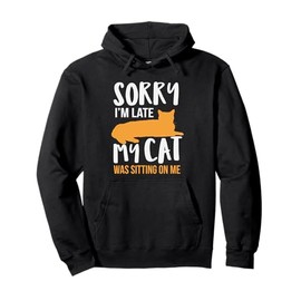 Funny Sorry I'm Late My Cat Was Sitting On Me Hoodie Pullover Hoodie