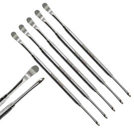 5-Pack Molt Periosteal Dental Pick Elevator, Double-Ended, Solid German Stainless Steel, Non-Hollow - Autoclave-Safe