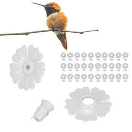 Yosoo Health Gear Hummingbird Feeders 30 Set Wild Bird Flower Feeder, Bird Feeder Replacement Parts Feeding Ports Hummingbird Feeders for Outdoors, 1.2in Small Flower Feeder for Hummingbird (White)
