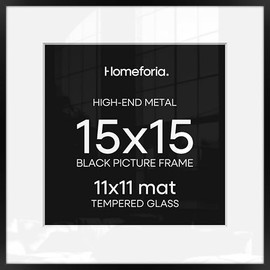 Marco de fotos Homeforia - Negro, Metal, 15x15 pulgadas, Cuadrado, Horizontal, Clásico, Montaje en pared