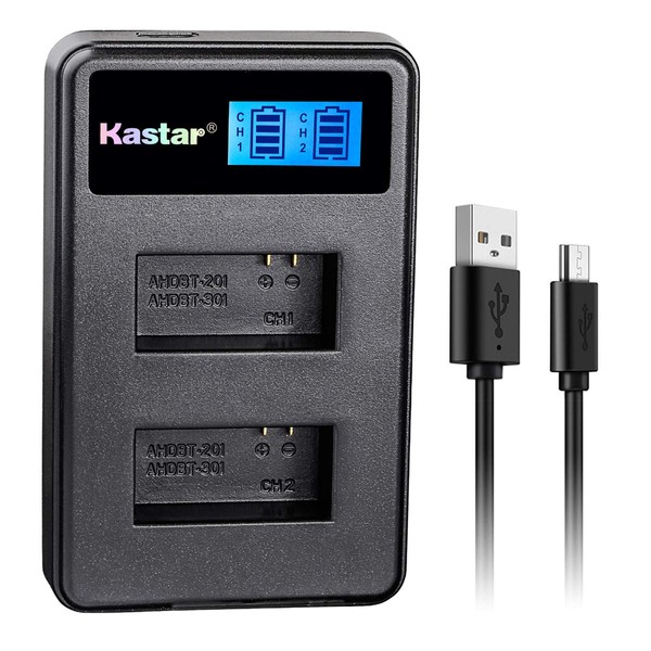 Kastar LCD Dual Slim Charger for GoPro AHDBT-201, AHDBT-301, AHDBT-302,