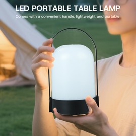 Portable Table Lamp for Indoor/Outdoor, IP44 Waterproof Cordless LED Lamp, 3 Color Rechargeable Small Desk Lamp, Courtyard/Bar/Coffee Shop/Camping Light (Gold)