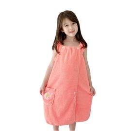 Wearable Bath Towel, Wrap Towel, Bath Towel, Body Towel, Pool Towel, Wrap Towel, For Girls, Children, Bath, Pool, Hot Springs, Fluffy, Water Absorbent, Pockets, Button, One-piece Type, Elementary