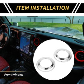 REPAIROCK 2pcs A Pillar Speaker Ring Cover Trim for Jeep Wrangler JK 2007-2014 Window A Pillar Front Horn Speaker Cover Stereo Audio Frame Trims ABS Silver Tone