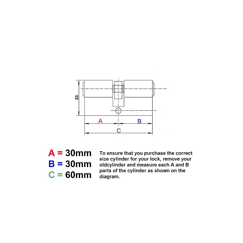 Security Anti-Snap Euro Lock Cylinder-Brass Replacement Lock Barrel (Chrome, 60mm(30/30))