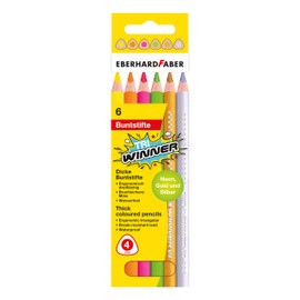 Eberhardt Faber 518306 12 Tri Winner Pencils, Bright Colours, Set of 6 in Case